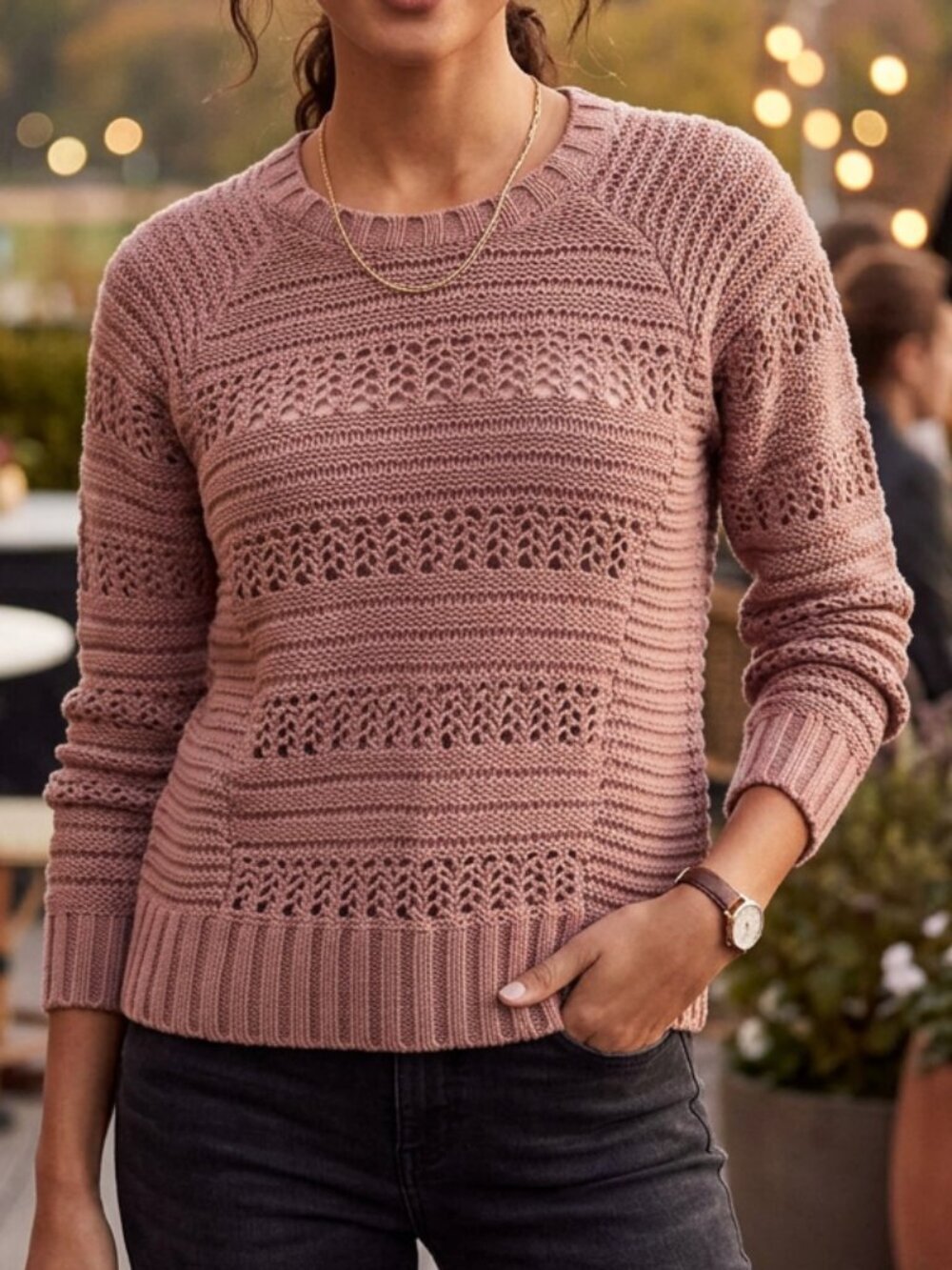 PacSun "Me to We" Dusty Rose Chunky Oversized Open Knit Sweater